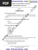 Ee65 - Design of Electrical Machines (2 Marks Questions and Answers) - Unit - I