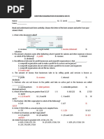 Midterm Examination in Business Math: C. Income Statement