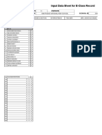 Input Data Sheet For E-Class Record: Region Division School Name School Id