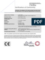 Test Verification of Conformity: Applicant Name & Address