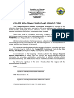 Athlete Data Privacy Notice and Consent Form: PAMBANSA and The Publication of Results of Games