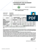 Board of Intermediate and Secondary Education, Lahore: Roll No. 569707