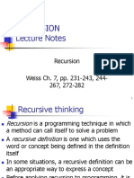 Recursion Lecture Notes: Recursion Weiss Ch. 7, Pp. 231-243, 244-267, 272-282