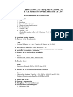 IV. The Legal Profession and The Qualifications and Procedure For Admission To The Practice of Law