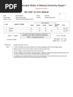 Chhatrapati Shahu Ji Maharaj University, Kanpur : BSC (Part - III) 2019 Regular