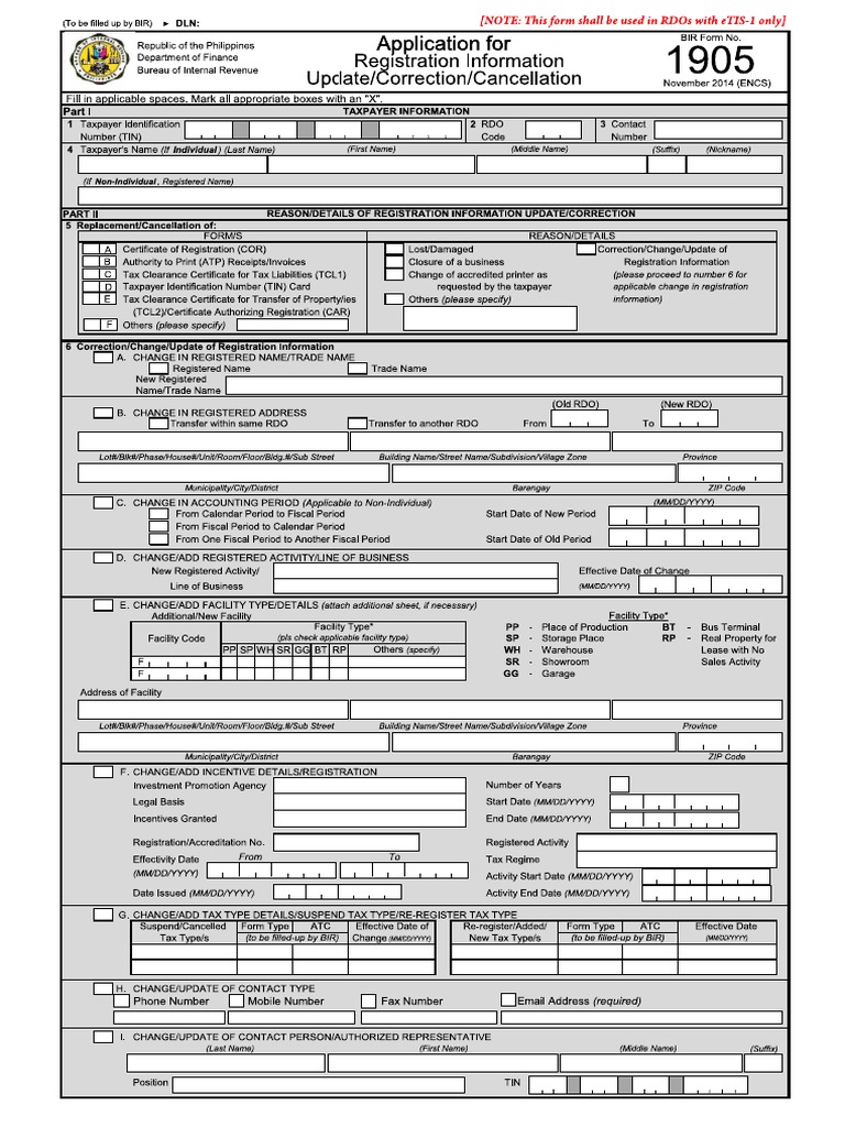 Bir Form 1905 Fillable - Printable Forms Free Online image.