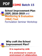 Welcome: School Improvement Plan (SIP) 2016-2019