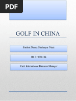 Golf in China: Student Name: Shaheryar Niazi