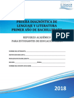 Prueba Diagnóstica - Lenguaje y Literatura - Primer Año Bachillerato - 2018