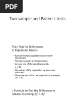 Two Sample and Paired T-Test - Population Variances