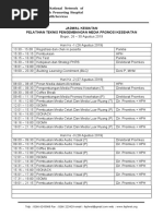 Jadwal Kegiatan Pelatihan Teknis Pengembangan Media