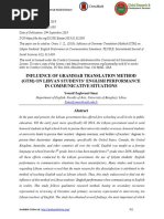 Influence of Grammar Translation Method (GTM) On Libyan Students' English Performance in Communicative Situations