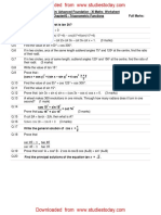 J.E.E. Main/ Advanced Foundation - XI Maths Worksheet Time: 60 Min Chapter#3: Trigonometric Functions Full Marks