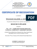 Certificate of Recognition To Nc2 Review