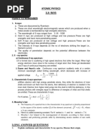 Atomic Physics 3.X-RAYS Points To Remember