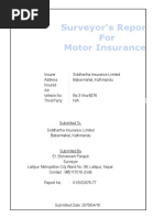 Surveyor's Report For Motor Insurance