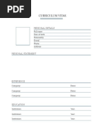 Curriculum Vitae: Personal Details