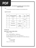 To Measure Energy Consumed in A Single Phase Circuit Using Energy Meter