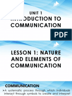 Introduction To Communication: Unit 1