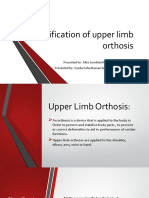 Classification of Upper Limb Orthosis: Presented To: Miss Soonhan Rani Presented By: Syeda Zoha Hassan Taqvi