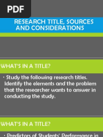 Lesson 10 Research Title, Sources and Considerations