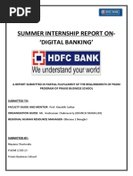 Summer Internship Report On DIGITAL BANKING - HDFC Bank Ltd.