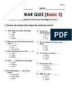 Grammar Quiz : Basic 3