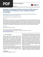 Impact of Dividend Policy On Firm Performance: An Empirical Evidence From Pakistan Stock Exchange