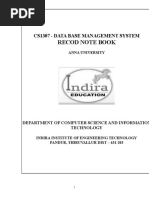 Recod Note Book: Cs1307 - Data Base Management System