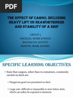 The Effect of Cargo, Including Heavy Lift On Seaworthiness and Stability of Ship