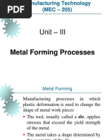 Unit - Iii: Metal Forming Processes