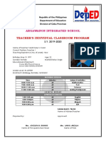 Argawanon Integrated School: Teacher'S Individual Classroom Program