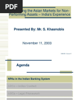 Developing The Asian Markets For Non-Performing Assets - India's Experience