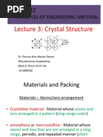 Principles of Engineering Material: Lecture 3: Crystal Structure