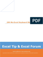 250 Ms-Excel Keyboard Shortcuts