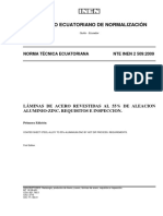 NTE INEN 2509 Láminas de Acero Revestidas Al 55% de Aleacion de Aluminio-Zinc