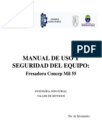 Manual de Uso y Seguridad Del Equipo Fresadora