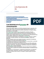 Las Barreras en El Proceso de Comunicación