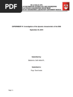 EXPERIMENT #1: Investigation of The Dynamic Characteristic of The DSB September 23, 2019