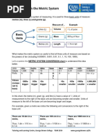 Conversions in The Metric System PDF