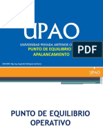 Punto de Equilibrio Y Apalancamiento: DOCENTE: Mg. Ing. Segundo Velásquez Contreras