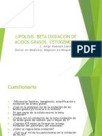 Lipólisis. Beta Oxidacion de Acidos Grasos. Cetogénesis