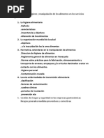 Ensayo Sobre La Higiene y Manipulación de Los Alimentos en Los Servicios Gastronómicos