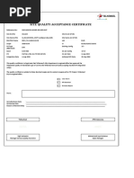 Site Quality Acceptance Certificate: Note