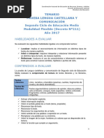 Temario Prueba Lengua Castellana Y Comunicación Segundo Ciclo de Educación Media Modalidad Flexible (Decreto Nº211) Año 2017