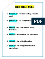 Header Files Used