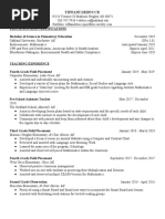 Student Teaching Resume