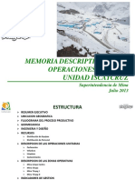 Memoria Descriptiva Operaciones Mina 2013 Mina Iscaycruz