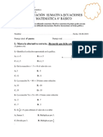 Eval - Sumat - 5 - Ecuaciones - 8° Básico - 2019