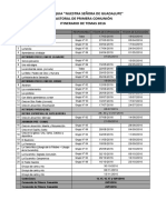 Itinerario de Temas de Primera Comunión 2016